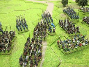 The Samurai advance along the road