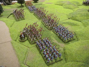 Korean spearmen and handgunners wait to receive the WOTR Yorkist heavy cavalry