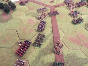 DSCF5789.JPG (1.98 MiB) Viewed 21395 times The barbarian heavy cavalry threaten the ballistae, whilst the giants continue on